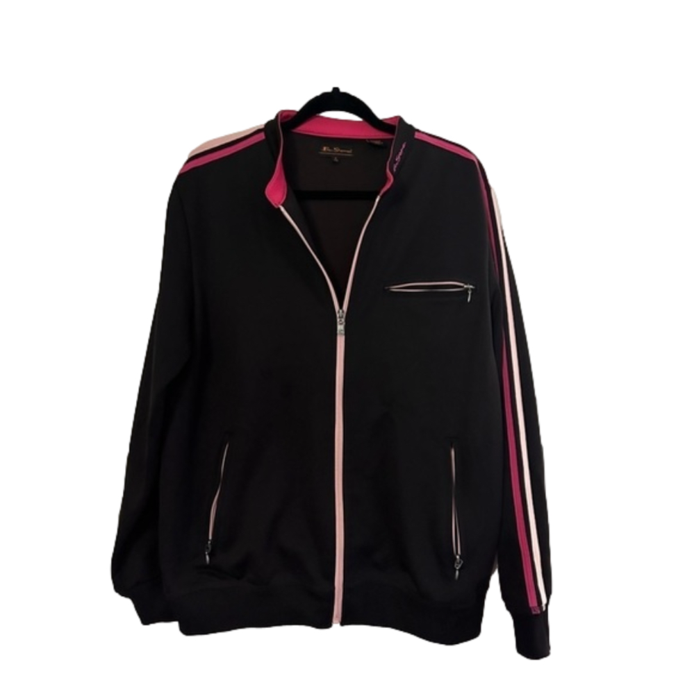 Ben Sherman | Women's Retro Track Jacket | Black & Pink | XXL